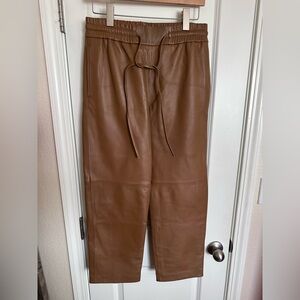 Weekend Max Mara Brown Faux Leather Drawstring Pants